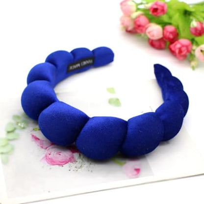 Fashion Headbands for Women Padded Fabric Hair Bands Wide Velvet Non Slip Headband Hair Accessories for Women Girls (Royal Blue) - color: Royal Blue