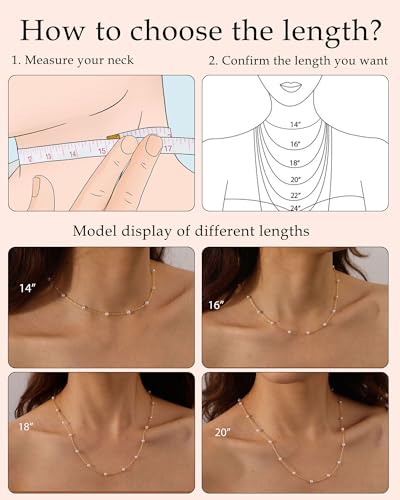 FUNEIA Dainty Pearl Necklace for Women 14K Gold Plated Faux Pearl Choker Necklaces Trendy White Silver Small Pearl Necklace Strand Wedding Prom Bridal Pearls Jewelry 14/16/18/20 Inches - color: 4mm-gold