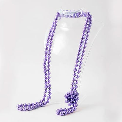 BABEYOND Long Pearl Necklace Faux Pearls Necklace Set Beaded Long Pearls Necklace 1920s Gatsby Costume Jewelry - color: Purple
