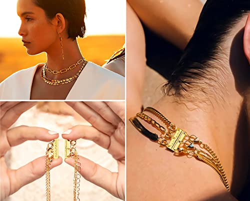 Dailyacc Layering Magnetic Necklace Clasp,18 K Gold and Silver Separator for Stackable Necklaces - color: 1PCS - 3 Gold