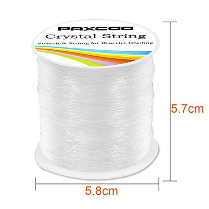 Paxcoo 0.8mm Elastic String, Stretchy Bracelet String Crystal String Bead Cord for Bracelet, Beading and Jewelry Making (120 m) - style: 1 Pack Crystal Clear