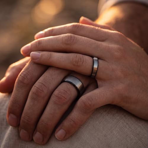 Tungsten Wedding Band Ring 10mm 8mm 6mm 4mm for Men Women 18k Rose Gold Plated Dome Black Grey Brushed Polished - color: 8 Rose Gold Black Grey Tungsten