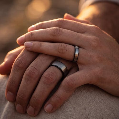 Tungsten Wedding Band Ring 10mm 8mm 6mm 4mm for Men Women 18k Rose Gold Plated Dome Black Grey Brushed Polished - color: 8 Rose Gold Black Grey Tungsten