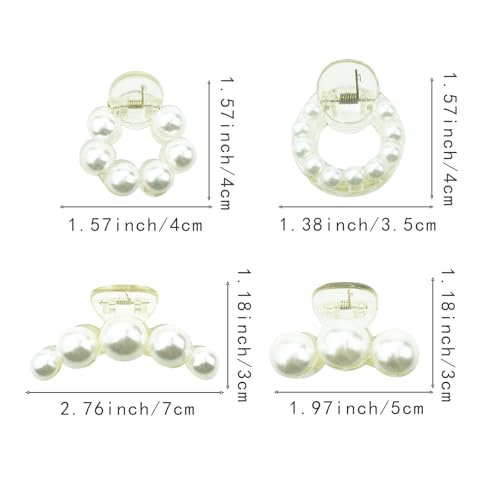 4PCS Mini Pearl Hair Claw Clips,Pearl Hair Claw Horsetail Clips Fashion Hair Accessories for Women and Girls Strong Hold Nonslip