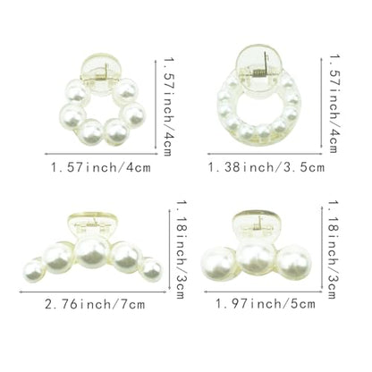 4PCS Mini Pearl Hair Claw Clips,Pearl Hair Claw Horsetail Clips Fashion Hair Accessories for Women and Girls Strong Hold Nonslip