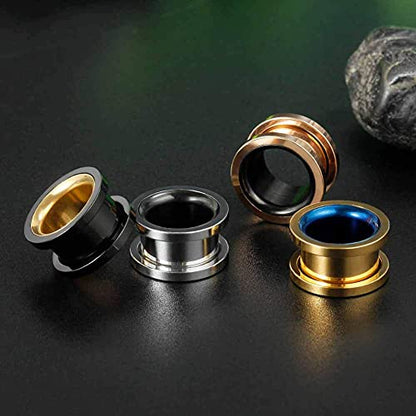 Ear Gauges Screw Surgical Steel Plugs, Flesh Stretchers Earrings, Size 2g to 30mm Colorful Tunnels. - color: S8288G, size: 14mm