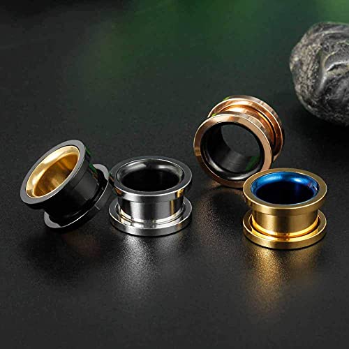 Ear Gauges Screw Surgical Steel Plugs, Flesh Stretchers Earrings, Size 2g to 30mm Colorful Tunnels. - color: S8288H, size: 14mm