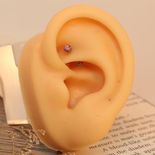 G23 Titanium Eyebrow Piercing Jewelry Eyebrow Rings Curved Barbell 16G Eyebrow Belly Button Ring Navel Rings Rook Daith Earrings Lip Ring Eyebrow Jewelry 6mm-12mm - color: 2PCS,Disc Shape +Cone Shape Purple Opal,Silver
