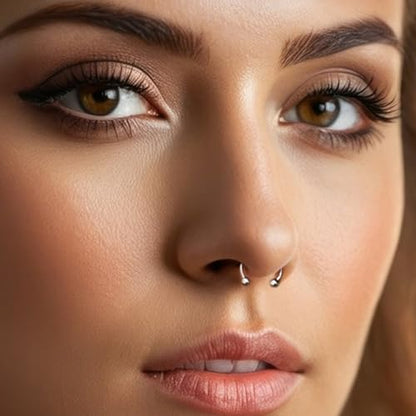 D.Bella 22G 20G 18G 16G 14G 12G 10G 8G 6G 4G 2G 0G 00G Surgical Steel Nose Septum Horseshoe Hoop Eyebrow Lip Navel Belly Nipple Piercing Ring Helix Tragus Daith Rook Captive Earrings Replacement Spikes - color: A1 -4pcs, silver & black, size: 14g,10mm inn
