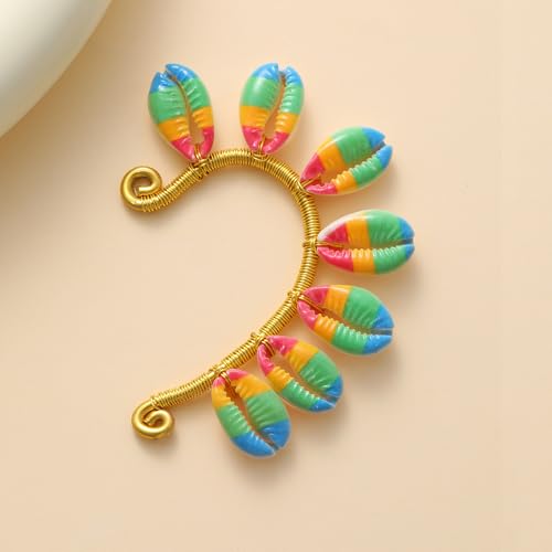 Wellike Gold Ear Cuffs For Women Non Piercing Single Clip On Earrings 18k Gold/Silver Plated Handmade Cuff Earrings Hypoallergenic Waterdrop Cowrie Shell Jewelry - color: KKWE582-G