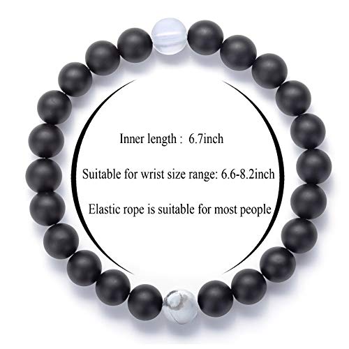 Men Women 8mm Tiger Eye Stone Beads Bracelet - color: Black Matte Agate-21003