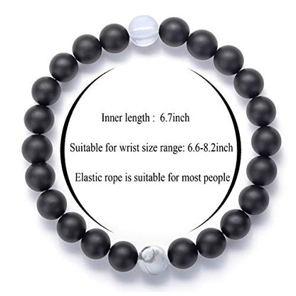 Men Women 8mm Tiger Eye Stone Beads Bracelet - color: Black Matte Agate-21003