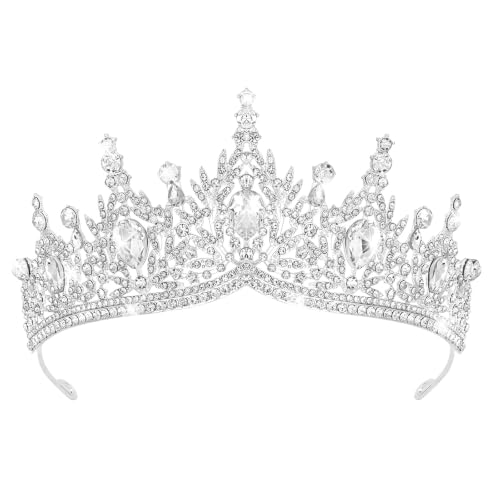 Casoty Silver Crystal Tiaras and Crowns for Women, Rhinestone Queen Headband Bridal Headpieces for Wedding Birthday Prom Quinceanera Pageant Party - color: Sliver
