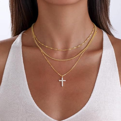 XIXINI Layered Necklaces for Women, Dainty Gold Necklace Stack 14k Gold Plated Layering Pendant Necklace Set Simple Statement Gold Necklaces for Women Trendy Fashion Waterproof Gold Jewelry - color: Gold-Set 2