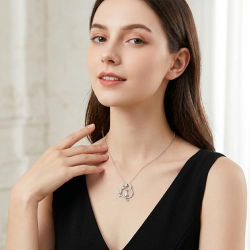 Heart Animal Necklace 925 Sterling Silver Cute Animal Pendant Jewelry Birthday Gifts for Women Girlfriend Mom Animal Lovers - style: 1-4 Silver Cat