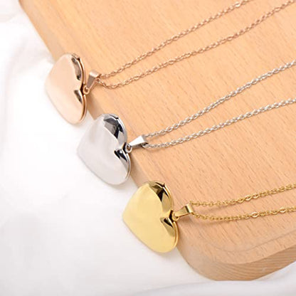 Paialco Heart Shaped Locket Pendant Necklace for Women - color: Silver-Smooth