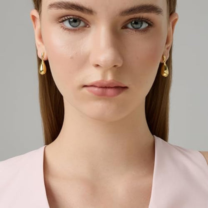 Green Crystal huggie gold hoop earrings for women Girls,14K Gold Plated with 925 Sterling Silver Post color Cubic Zirconia dainty cute Earrings| CZ Stud Earring - color: Mini Teardrop Earrings
