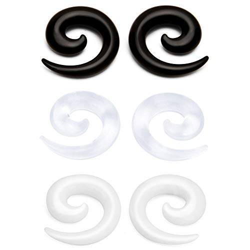 Briana Williams 3 Pairs 14G-12mm Acrylic Spiral Snail Ear Tapers Plugs Lobe Ear Expander Stretching Earlobe Piercing Jewelry