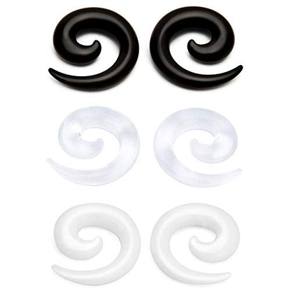 Briana Williams 3 Pairs 14G-12mm Acrylic Spiral Snail Ear Tapers Plugs Lobe Ear Expander Stretching Earlobe Piercing Jewelry