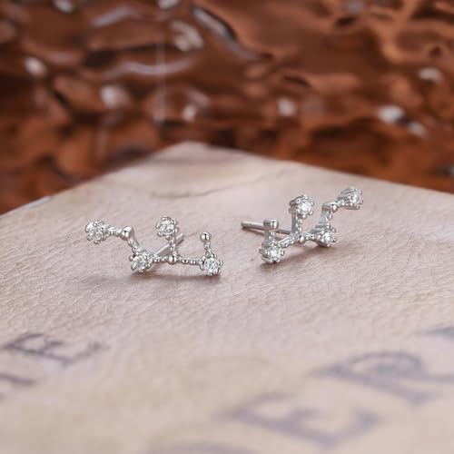 925 Sterling Silver CZ Horoscope Zodiac 12 Constellation Astrology Ear Crawler Post Earrings Gift for Mom Women Mothers Day/Valentines Day/Birthday/Christmas/Anniversary - style: Virgo (Aug 23 - Sep 22)