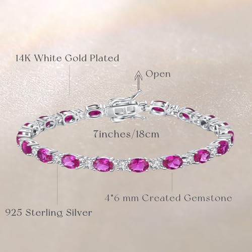 FANCIME Glamour Radiance Sterling Silver Birthstone Tennis Bracelets 7" | Charm Fine Jewelry Birthday Gifts for Women - color: Tourmaline