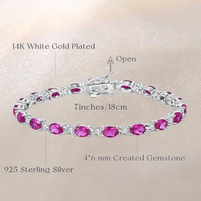 FANCIME Glamour Radiance Sterling Silver Birthstone Tennis Bracelets 7" | Charm Fine Jewelry Birthday Gifts for Women - color: Tourmaline