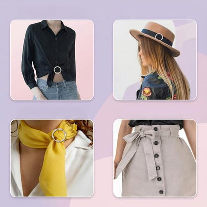4 PCS Scarf Ring Clip, Shirt Ties Clips for Women Silk Scarf Rings and Slides Clothes Knotted Clip Round Shirt Scarves Buckle Fashion Alloy Circle Clips Buckle for Shirts Silk Scarves Clothing