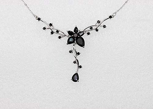 Faship Gorgeous CZ Crystal Floral Necklace Earrings Set - color: Black