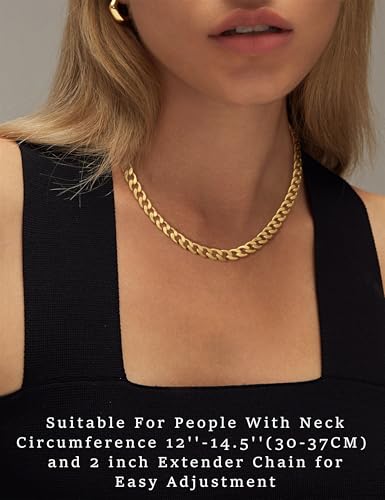 Moodear Gold Necklace for Women 14K Gold Plated Chain Necklace | Gold Chunky Necklace, Dainty Cuban Link Paperclip Chain Layered Necklace, Trendy Fashion Gift for Women Daily Wear - style: Cuban Link Chain