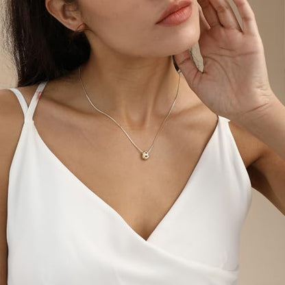 14K Gold Plated Bubble Letter Necklace, Tarnish Free and Waterproof Dainty Initial Necklace for Women, Trendy Personalized Gold Jewelry Gift for Her - color: Gold, style: B