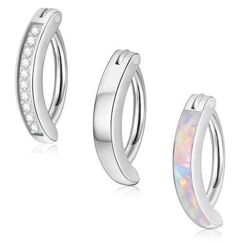 3-12 Pcs 14G Belly Button Rings Belly Rings for Women CZ Opal Navel Rings Belly Piercings Jewelry Belly Barbells Stainless Steel Body Belly Button Piercing Jewelry - color: Silver-3Pcs-14G/10MM