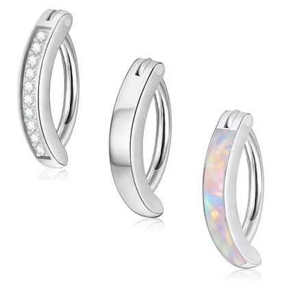 3-12 Pcs 14G Belly Button Rings Belly Rings for Women CZ Opal Navel Rings Belly Piercings Jewelry Belly Barbells Stainless Steel Body Belly Button Piercing Jewelry - color: Silver-3Pcs-14G/10MM