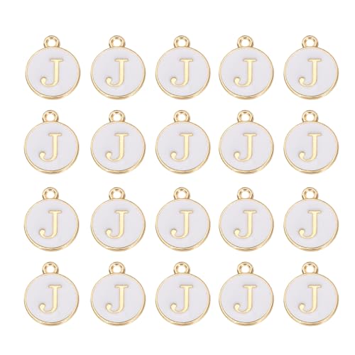 MECCANIXITY Pendants Letter Charm Initial Charm Double Sided Alphabet for DIY Necklace Bracelet Earrings Jewelry Making - style: J