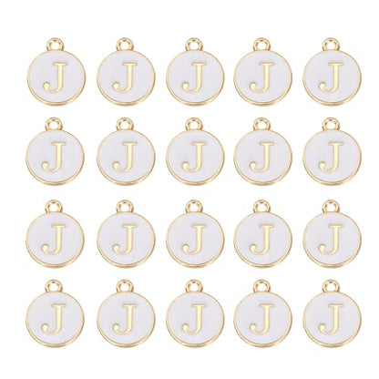 MECCANIXITY Pendants Letter Charm Initial Charm Double Sided Alphabet for DIY Necklace Bracelet Earrings Jewelry Making - style: J