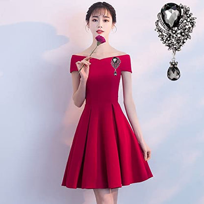 seven wolves Women Crystal Bouquet Brooch Pin All-Match Accessories Rhinestone Brooches and Pins - color: Black B