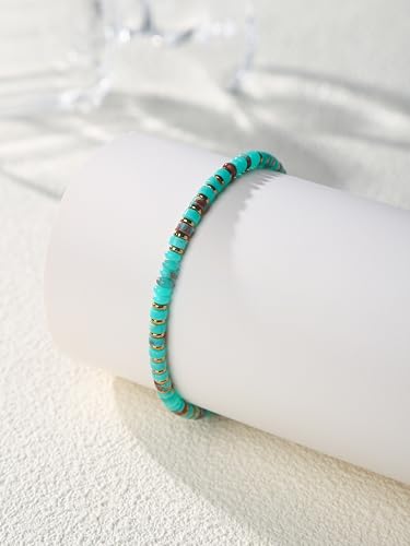 XIJIN Natural Stone Beaded Anklets for Women Handmade Beach Boho Turquoise Beads Ankle Bracelet Jewelry Gift for Her - color: O