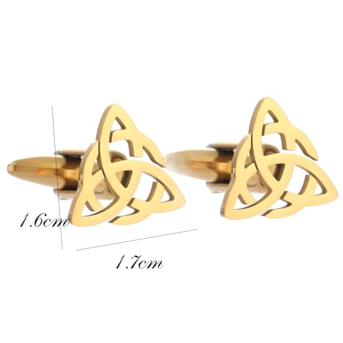 Men's Cufflinks Celtic Knot Cufflink Charm Stainless Steel Cutout Design Shirt Cuff Buttons for Husband - color: gold