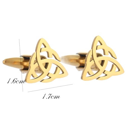 Men's Cufflinks Celtic Knot Cufflink Charm Stainless Steel Cutout Design Shirt Cuff Buttons for Husband - color: silver