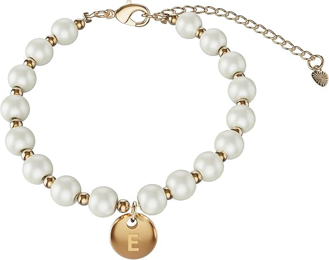 Flower Girl Proposal Bracelet, Initial Pearl Bracelet with Gift Box | Personalized initial pearl bracelet for flower girls, a sweet wedding proposal keepsake presented in a ready-to-gift box