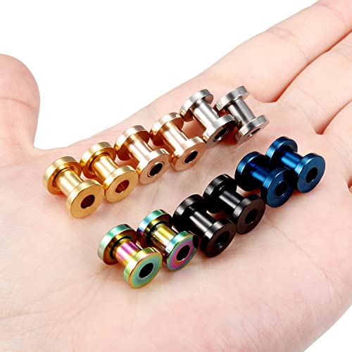 Vsnnsns 14G 12G 8G 6G 4G 2G 0G 00G Stainless Steel Ear Tunnels Screw Fit Ear Plugs Tunnels Gauges Set 1.6MM 2MM 3MM 4MM 5MM 6MM 8MM 10MM - color: 4G-5.0mm