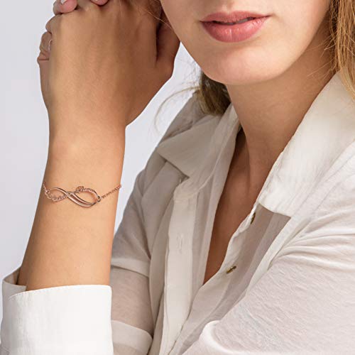 Personalized Infinity Bracelet - Choose Your Style - Sterling Silver, Solid Gold or Plated - Rolo Chain - color: 18K Rose Gold Plated Silver, size: 2 Name Bracelet