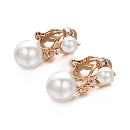 Yoursfs Pearl Dangle Clip On Earrings for Women Vintage Faux Pearl Earrings Non Pierced Crystal Earring - style: Pearl Vintage Dangle Clip On Earrings