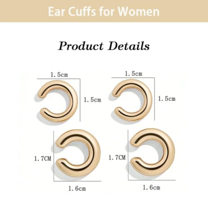 Chunky Ear Cuff Earrings, Asymmetric No Piercing Earring for Women Dainty Clip on Cartilage Ear Cuffs Fake Earrings Jewelry - color: A3-2Pair C-Shape Gold