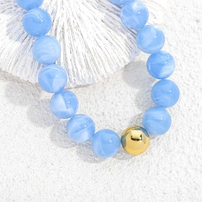 Chunky Beaded Necklace for Women Boho Statement Bead Necklace | Adjustable, Lightweight Choker, Round/Oval/Pebble Beads, Trendy Summer Beach Jewelry - color: Light Blue-C
