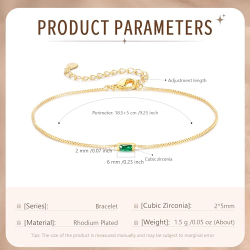 Sterling Silver Personalized 1-6 Birthstone Bracelet for Women Mothers Day Bracelet for Mom Daughter Custom Dainty Jewelry for Christmas Birthday Gift Ideas - style: Gold-1 stone