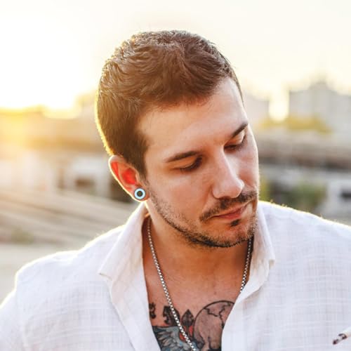 20Pcs Silicone Ear Gauges 2G-25mm Flexible Ear Tunnels Gauges Soft Expander Stretching Ear Plugs Tunnels Black Earring Piercings Jewelry for Men Women - color: Thick Lake Blue Silicone