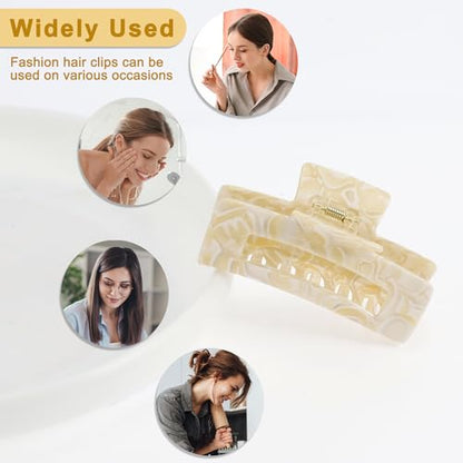 VOCOSTE Hair Claw Clips, 4" Large for Thick Hair, Beige | Strong Non-Slip Hold, Half Ups, Acetic Acid Hair Clips for Durability, Secure Chic Daily Styles - color: Beige