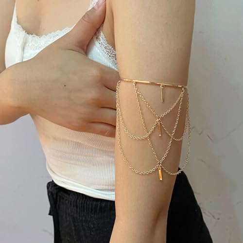 Harry and Henry Arm Cuff Gold Upper Arm Jewelry for Women Adjustable Open Cuff Bangle Bracelets Armband Jewelry Summer Outfits for Women 2026 - color: D:Gold Arm Cuff