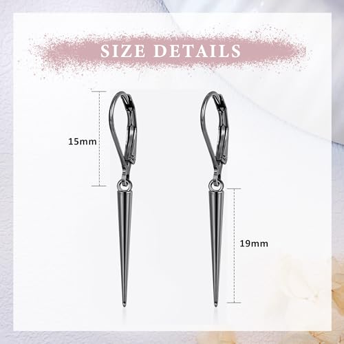 Leverback Earrings Dangle Earrings for Women Dangly Earrings Anniversary Birthday Gifts for Women - style: Spike Dangle Earrings-Black