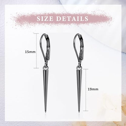 Leverback Earrings Dangle Earrings for Women Dangly Earrings Anniversary Birthday Gifts for Women - style: Spike Dangle Earrings-Black